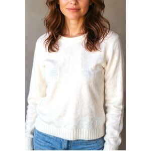 Sundance Knit Sweater Pullover Raglan Preppy Casual Light Weight White XL